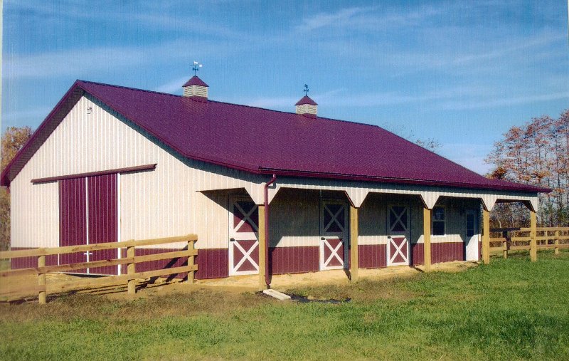 Equestrian With Porch 36' x 48' with an 8' x 48' porch and Dutch stall doors